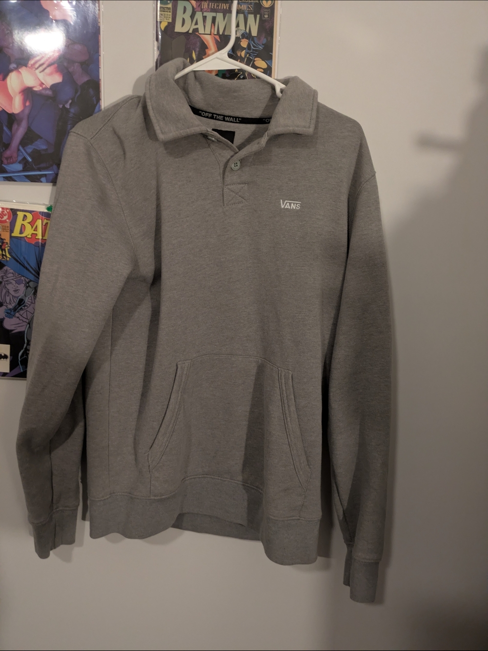 Vans Grey Polo-Style Pullover Hoodie